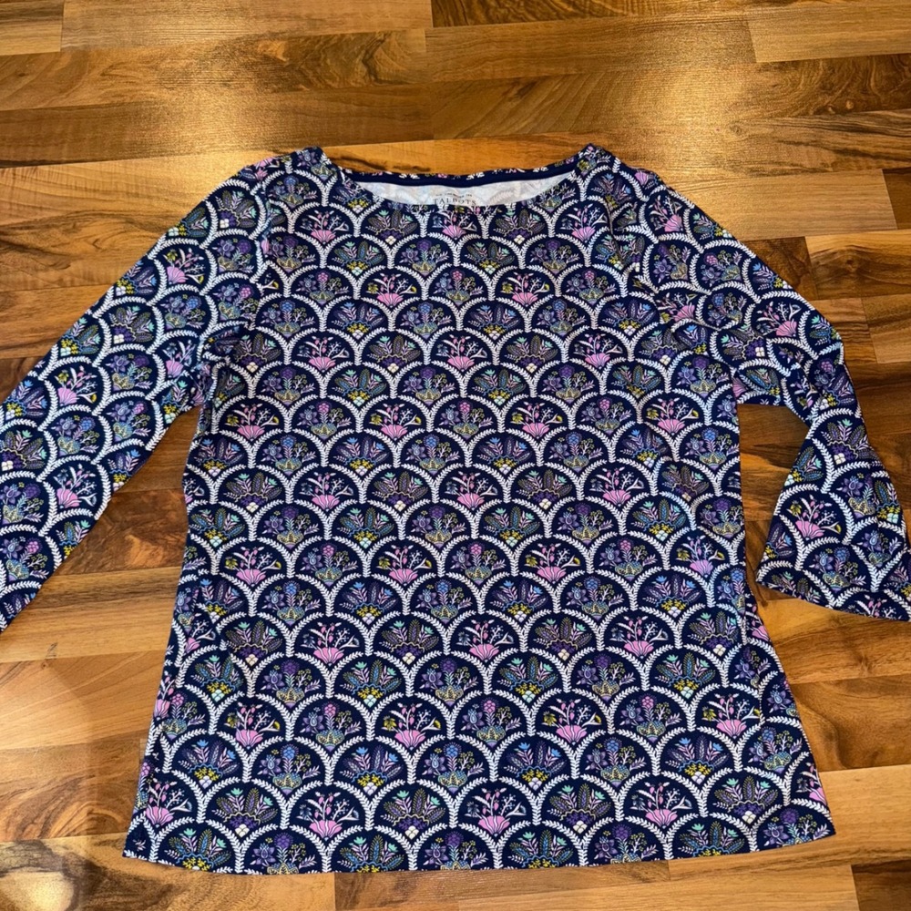 Talbots Women's‎ Floral Print 3/4 Sleeve Top Tunic Blouse Size L paisley casual
